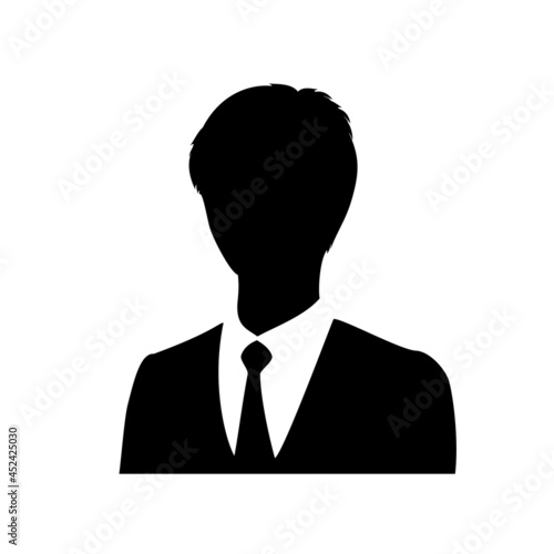 Upper body silhouette of a businessman wearing a suit.