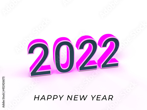 3D render happy new year 2022 Design on Isolated Background