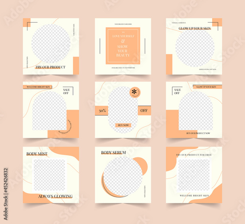 Content creator for beauty skincare collection sale promotion on social media puzzle post template