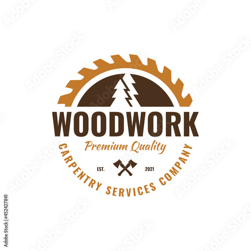 Carpentry vintage logo vector