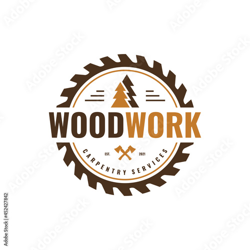 Carpentry vintage logo vector