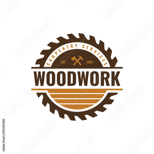 Carpentry vintage logo vector