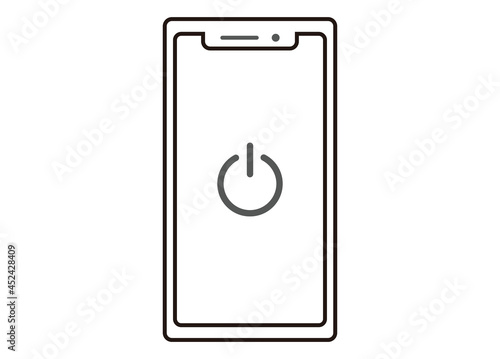 スマートフォン　電源イメージイラスト　ラインイラスト　正面