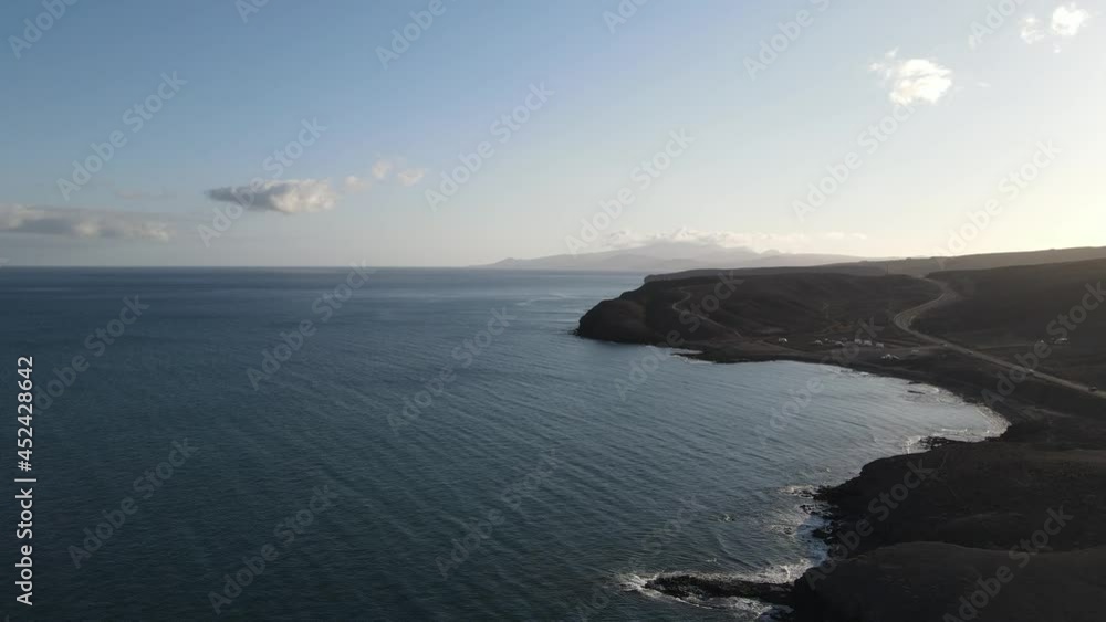 aerial drone shot of the coast side of Fuerteventura, Canary Islands. aerial drone shot of the coast side of Fuerteventura, Canary Islands.
