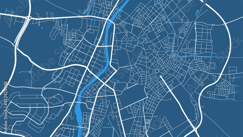 Detailed map poster of Valladolid city, linear print map. Cityscape urban panorama.