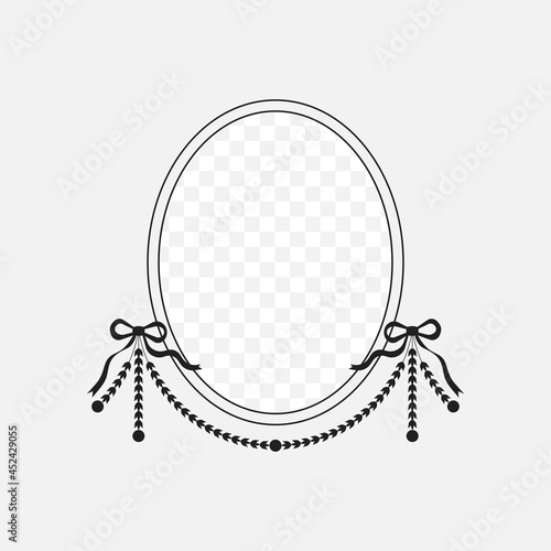Funeral picture frame, oval. Obituary mockup. Vector illustration, EPS 10
