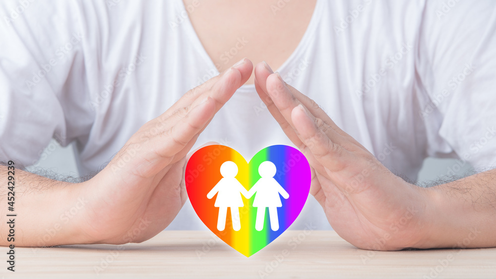 Concept of LGBT, activism, community, and freedom.Gay marriage rainbow heart flat icon. Concept of LGBT, activism, community, and freedom.Gay marriage rainbow heart flat icon.