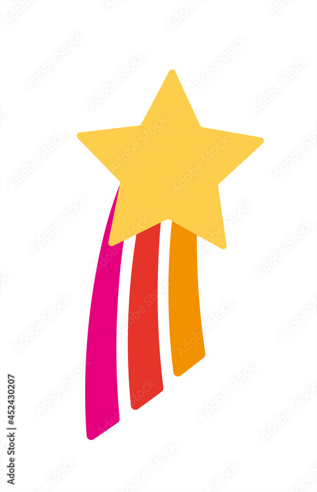 Obraz premium Vector illustration of a star flies up. Victory, holiday, fireworks