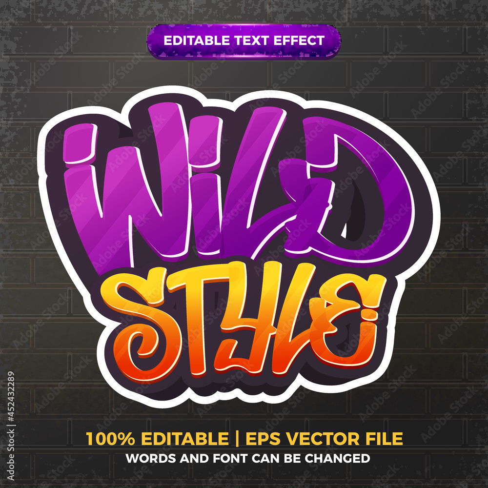 wild style Graffiti art style logo editable text effect 3d Stock Vector |  Adobe Stock