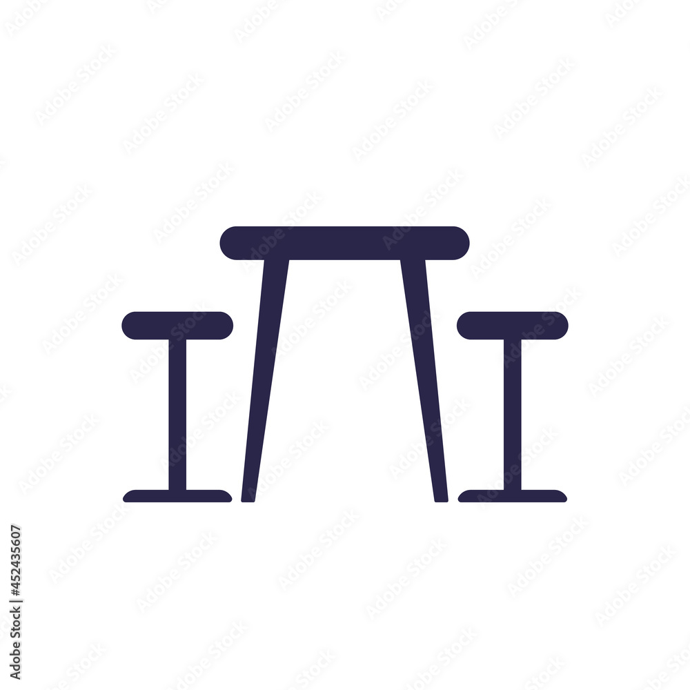 dining table and chairs icon, vector dining table and chairs icon, vector