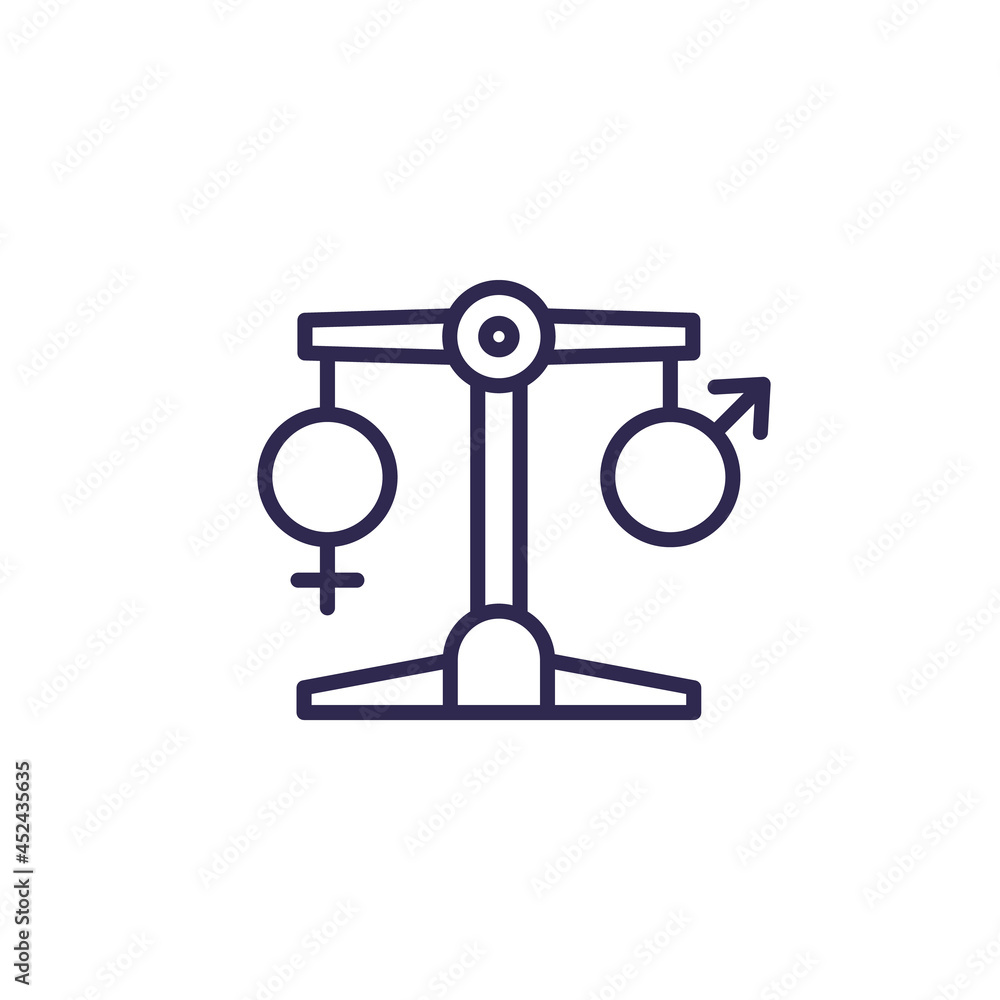 gender equality line icon with scales gender equality line icon with scales