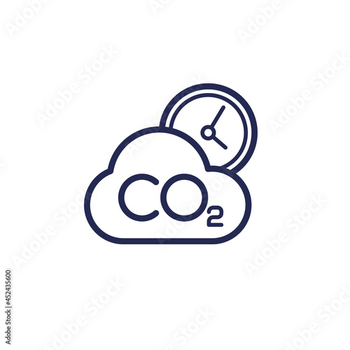 co2 gas, carbon dioxide emissions and time line icon
