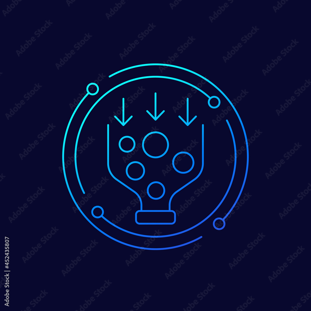 Bottleneck analysis icon, line vector Bottleneck analysis icon, line vector