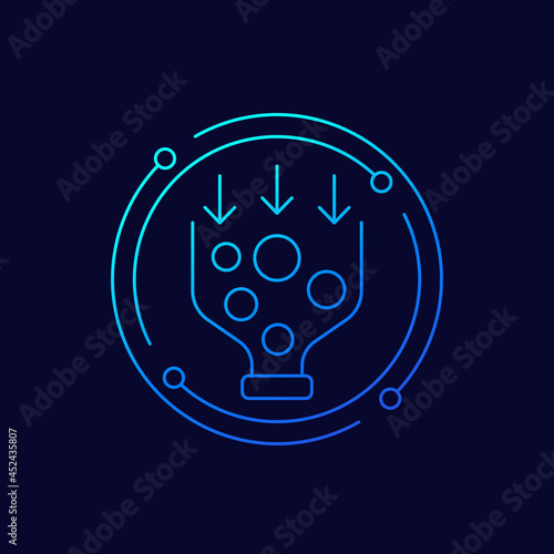 Bottleneck analysis icon, line vector
