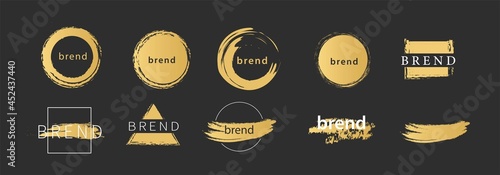 Brush strokes logo frame gold