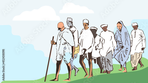 people follow Mahatma Gandhi, A flat design on accusation of Gandhi Jayanti 