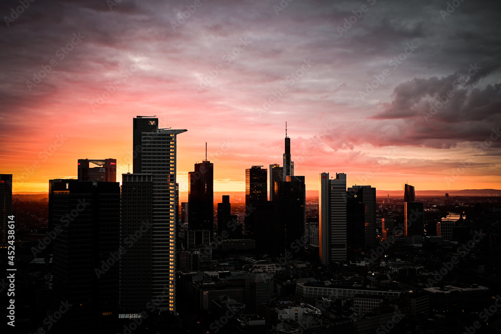Skyline sunrise Frankfurt
