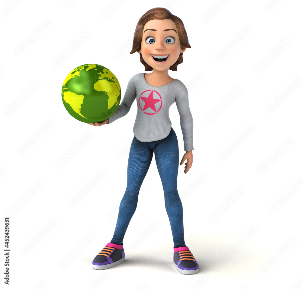 Fun 3D illustration of a cartoon teenage girl Fun 3D illustration of a cartoon teenage girl