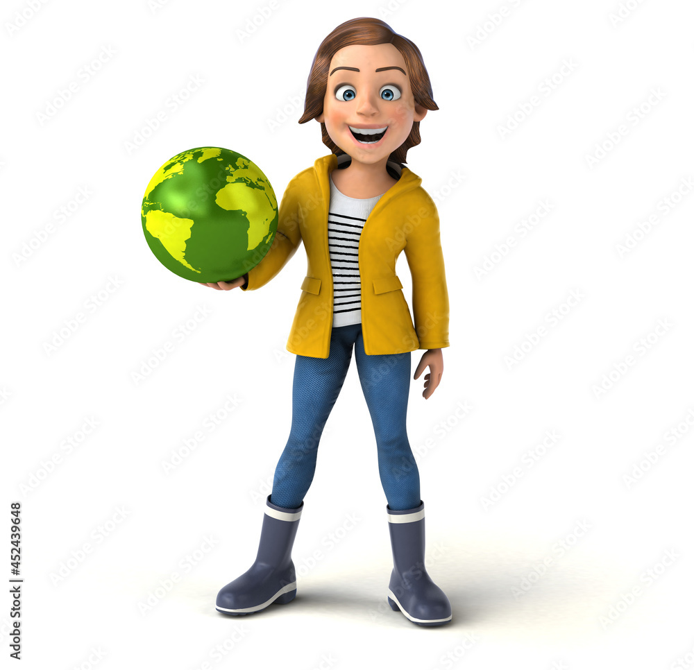 Fun 3D illustration of a cartoon teenage girl Fun 3D illustration of a cartoon teenage girl