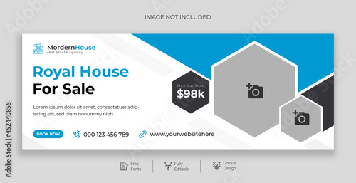 Real estate social media banner, cover template Free Vector design
