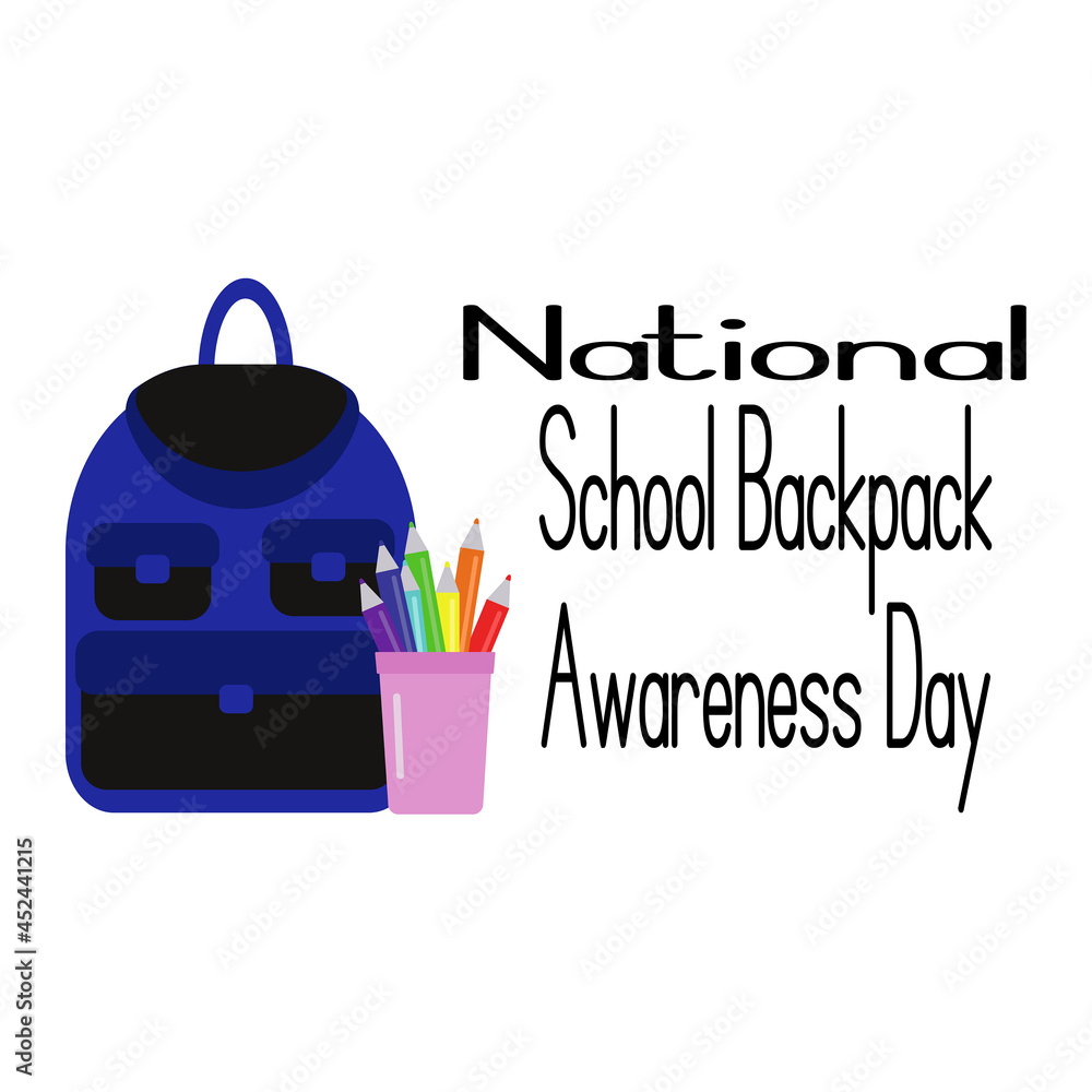 Naklejka premium National School Backpack Awareness Day, idea for banner or poster, backpack and other school supplies