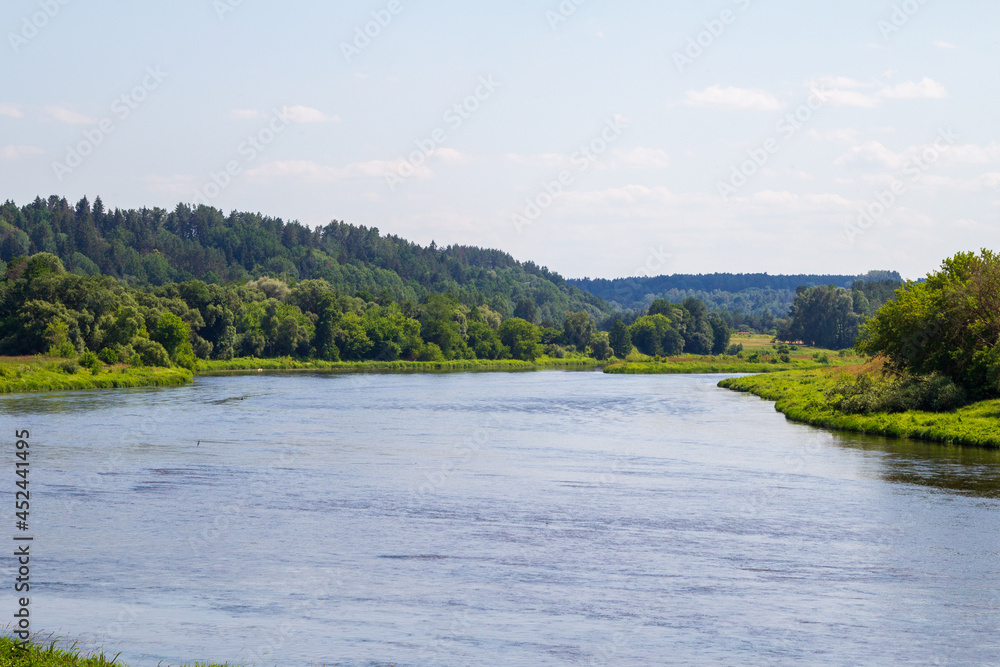 Calm waters of the Neris river. Landscapes of Lithuania