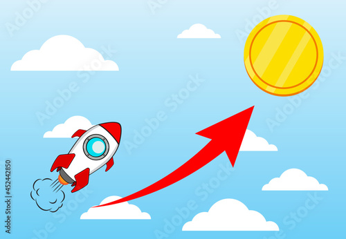 Business rocket launch. Startup space design rocketship innovation product. Innovation product,creative idea.Management. go to the Moon