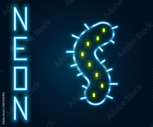 Glowing neon line Virus icon isolated on black background. Corona virus 2019-nCoV. Bacteria and germs, cell cancer, microbe, fungi. Colorful outline concept. Vector