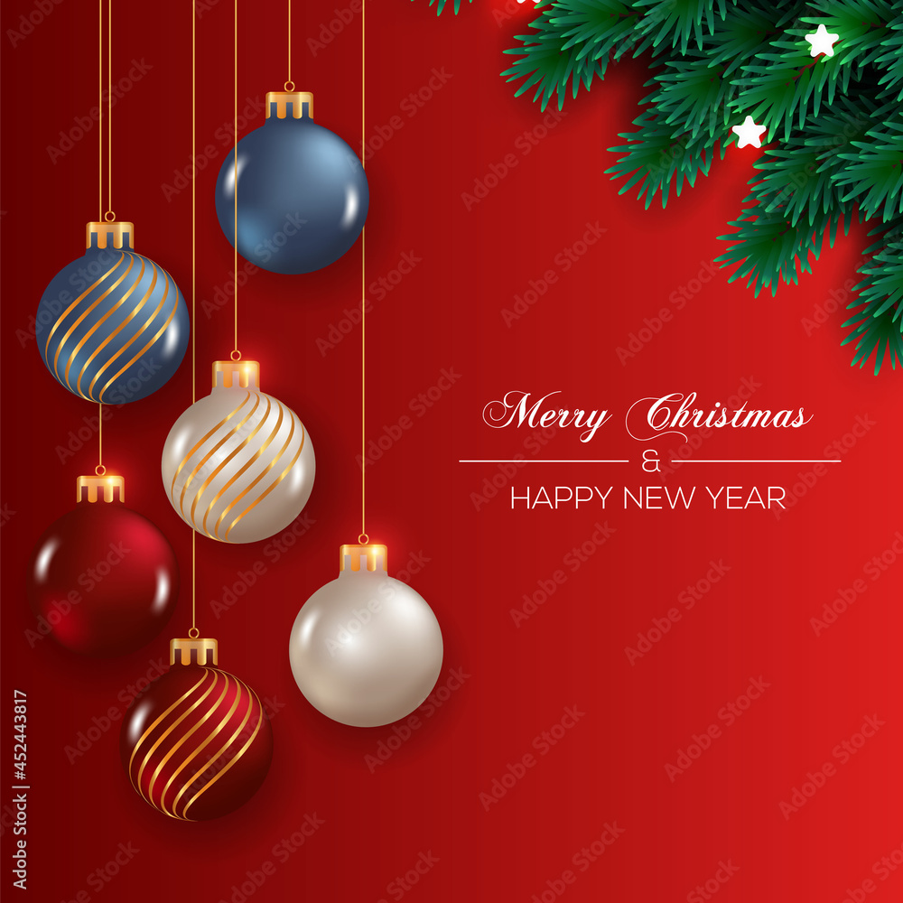 Christmas Ball With Red White Color Concept Christmas Ball With Red White Color Concept