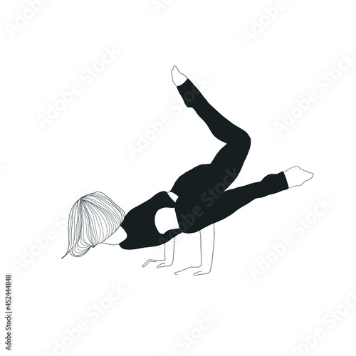Woman doing asana, yoga practice, spiritual conscious lifestyle. Fitness and gymnastics. Caring for body and soul