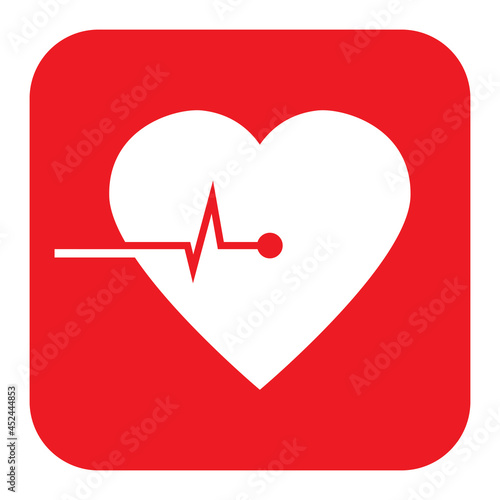 AED,automated external defibrillator / aed sign with heart and electricity symbol flat vector icon