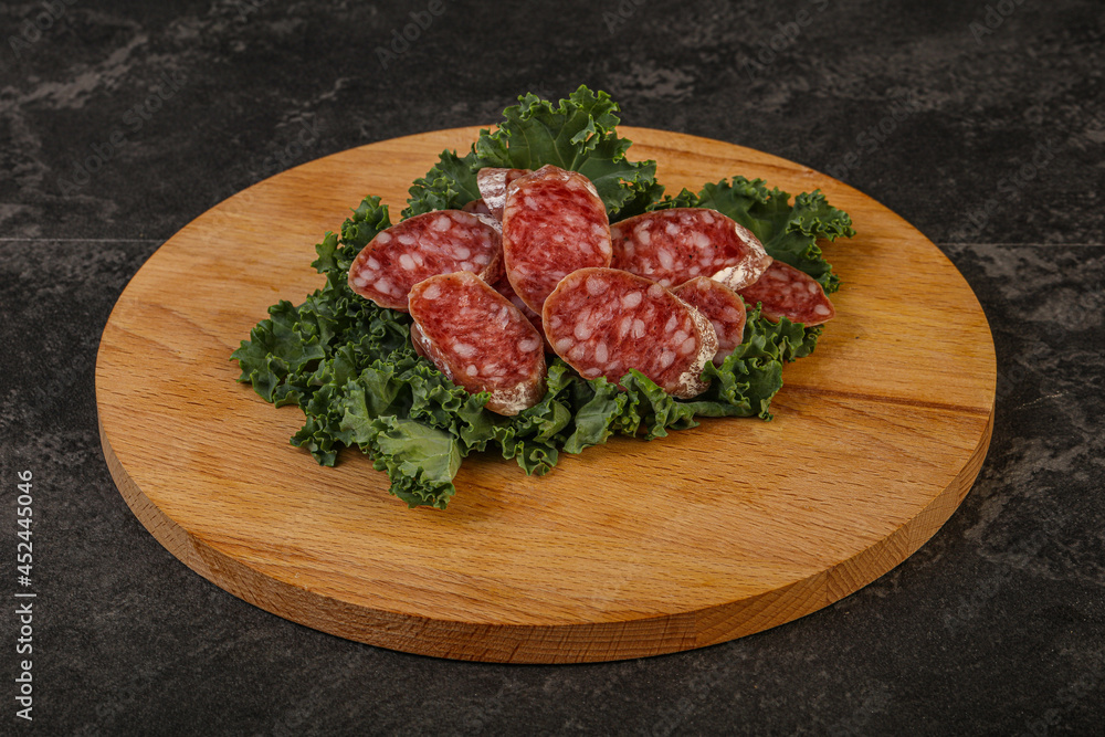 Iberian pork Fuet sausage slices Iberian pork Fuet sausage slices