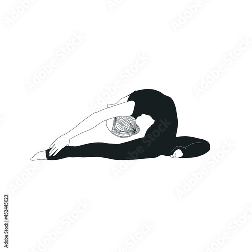 Woman doing asana, yoga practice, spiritual conscious lifestyle. Fitness and gymnastics. Caring for body and soul