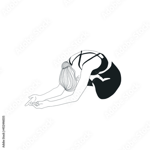 Woman doing asana, yoga practice, spiritual conscious lifestyle. Fitness and gymnastics. Caring for body and soul