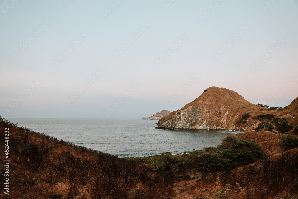 Exotic coast with seascape and hills