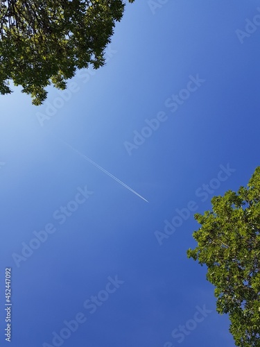 Concept image of travel by airplane between two destinations, climate vs aviation