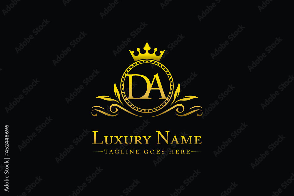 Royal Luxury Letter DA OR AD King with Gold Crest Crown logo collection ...
