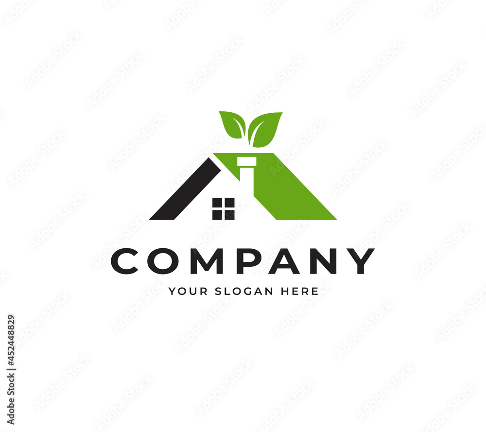 Green House Icon Logo Vector. Friendly Environment Creative Real Estate Building Logo Design Green House Icon Logo Vector. Friendly Environment Creative Real Estate Building Logo Design