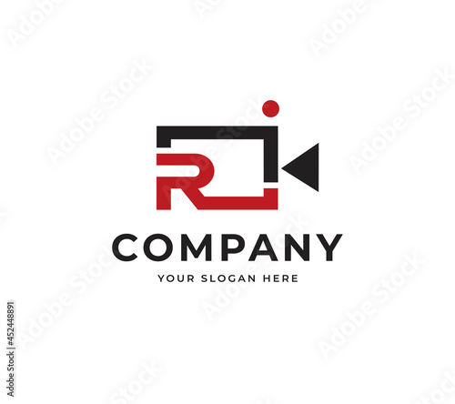 Letter R Camcorder Vector Logo Design. Creative Minimalist Technology Logo Design