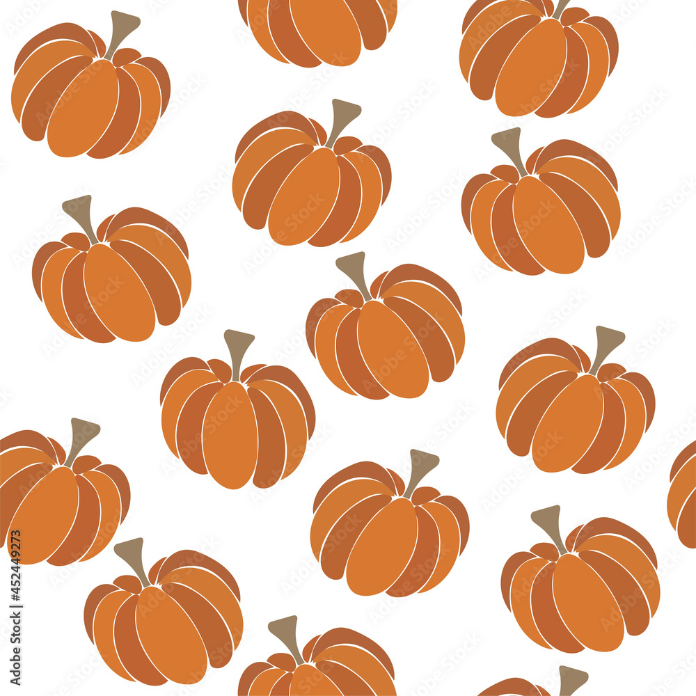 Seamless pattern orange pumpkins