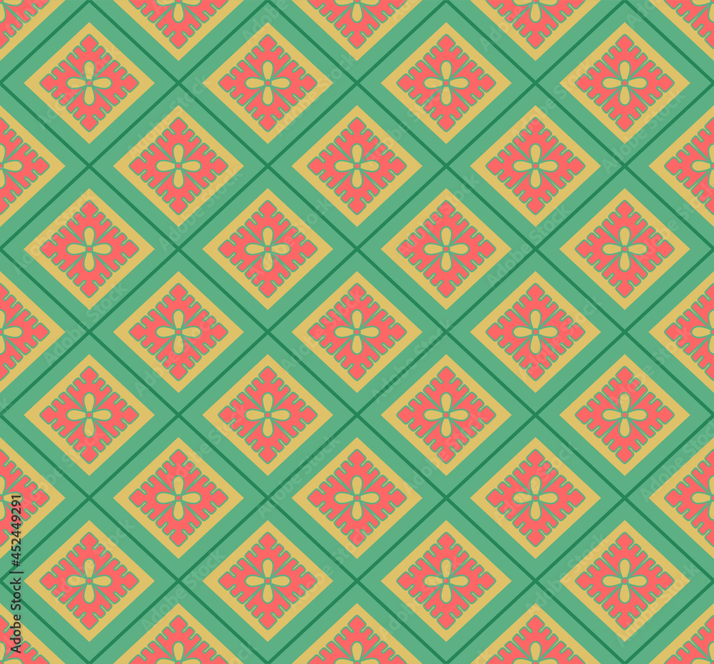 Japanese Flower Motif Diamond Vector Seamless Pattern Japanese Flower Motif Diamond Vector Seamless Pattern