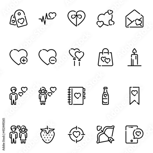 Outline icons for valentine day.