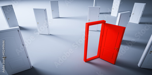 Fotografía Choose open door. Choise and decision in life