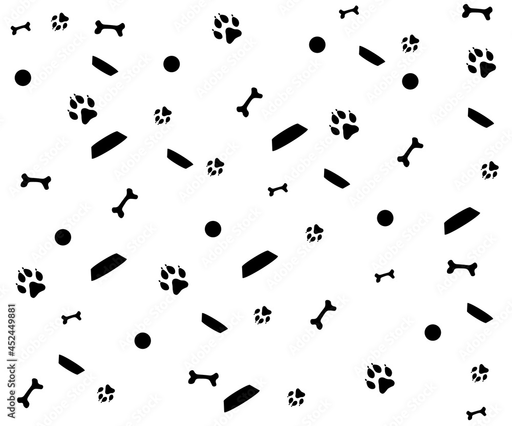 black and white pattern with a dog theme