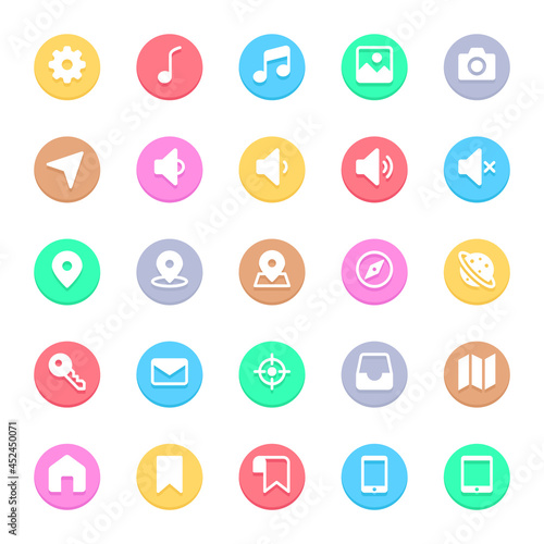 Circle color glyph icons for web & mobile.