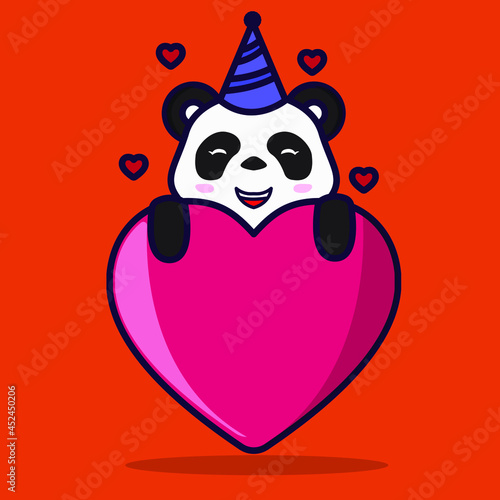 panda with heart