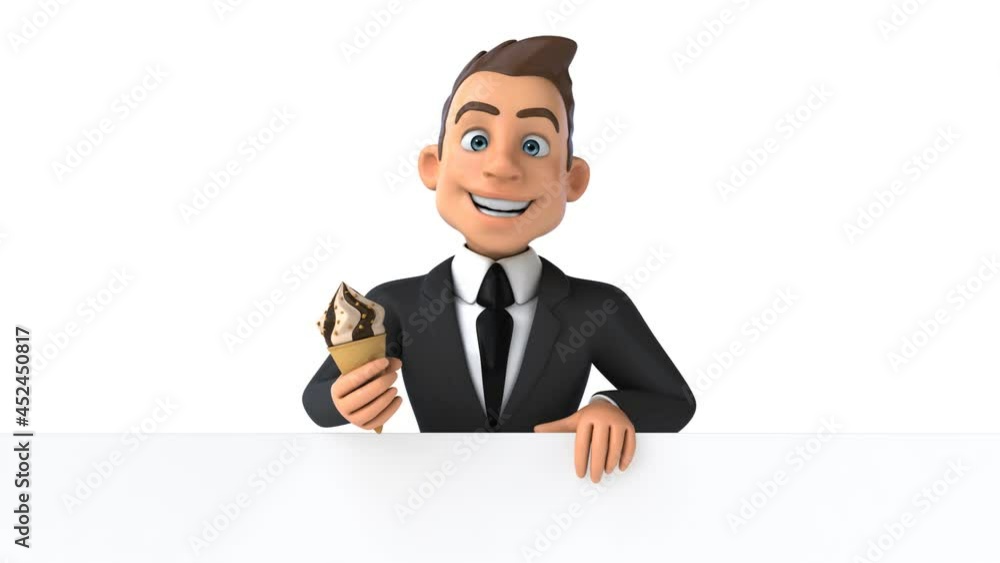 Fun 3D cartoon business man with an Ice Cream Fun 3D cartoon business man with an Ice Cream