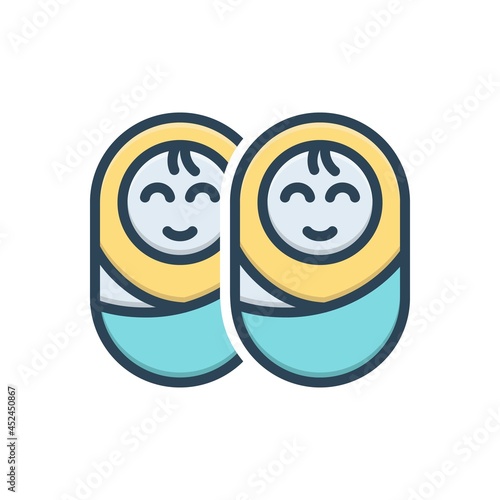 Color illustration icon for twin