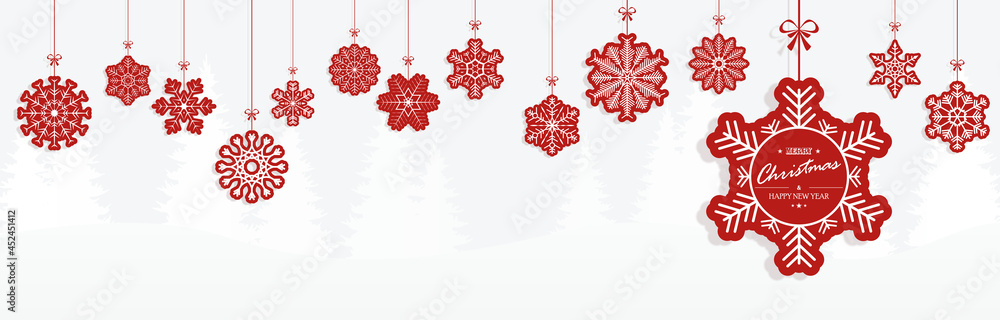 hanging snow stars banner for christmas greetings time