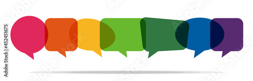 colored speech bubbles in a row